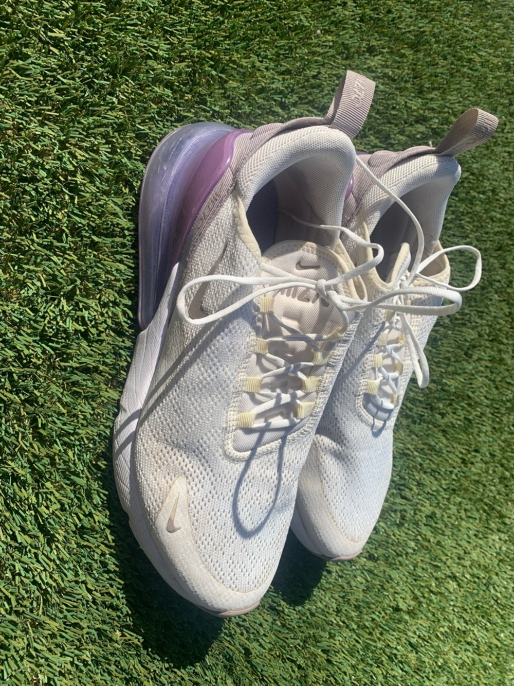 Nike Women’s Cream and Purple Air Max 270 Sneakers